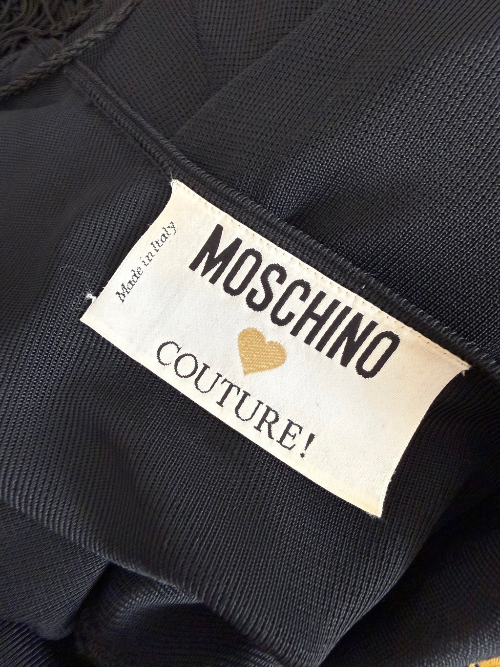 Moschino Couture 90s mini fringe flapper dress