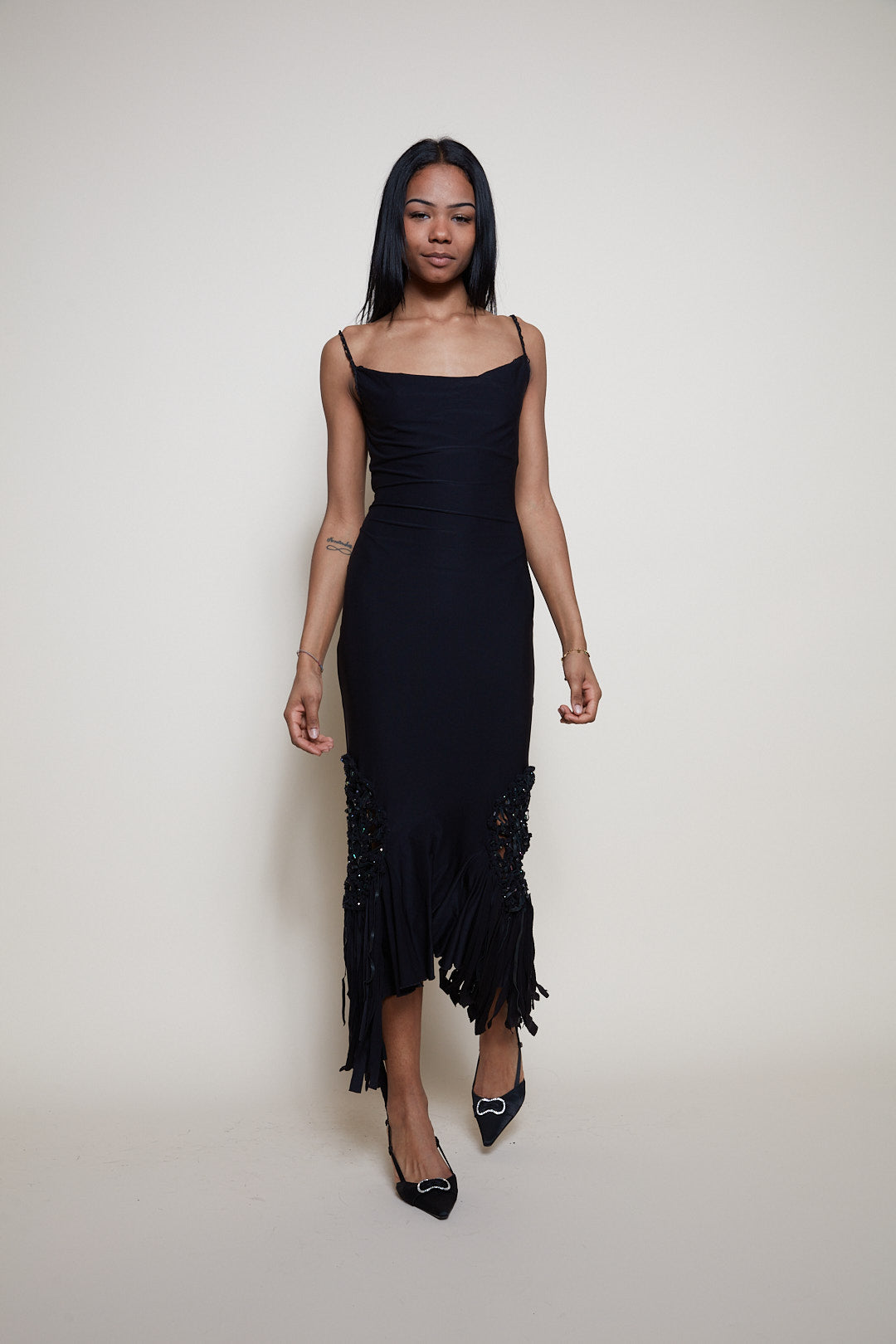 Class Cavalli black fringes dress