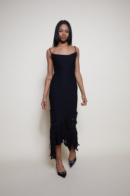 Class Cavalli black fringes dress
