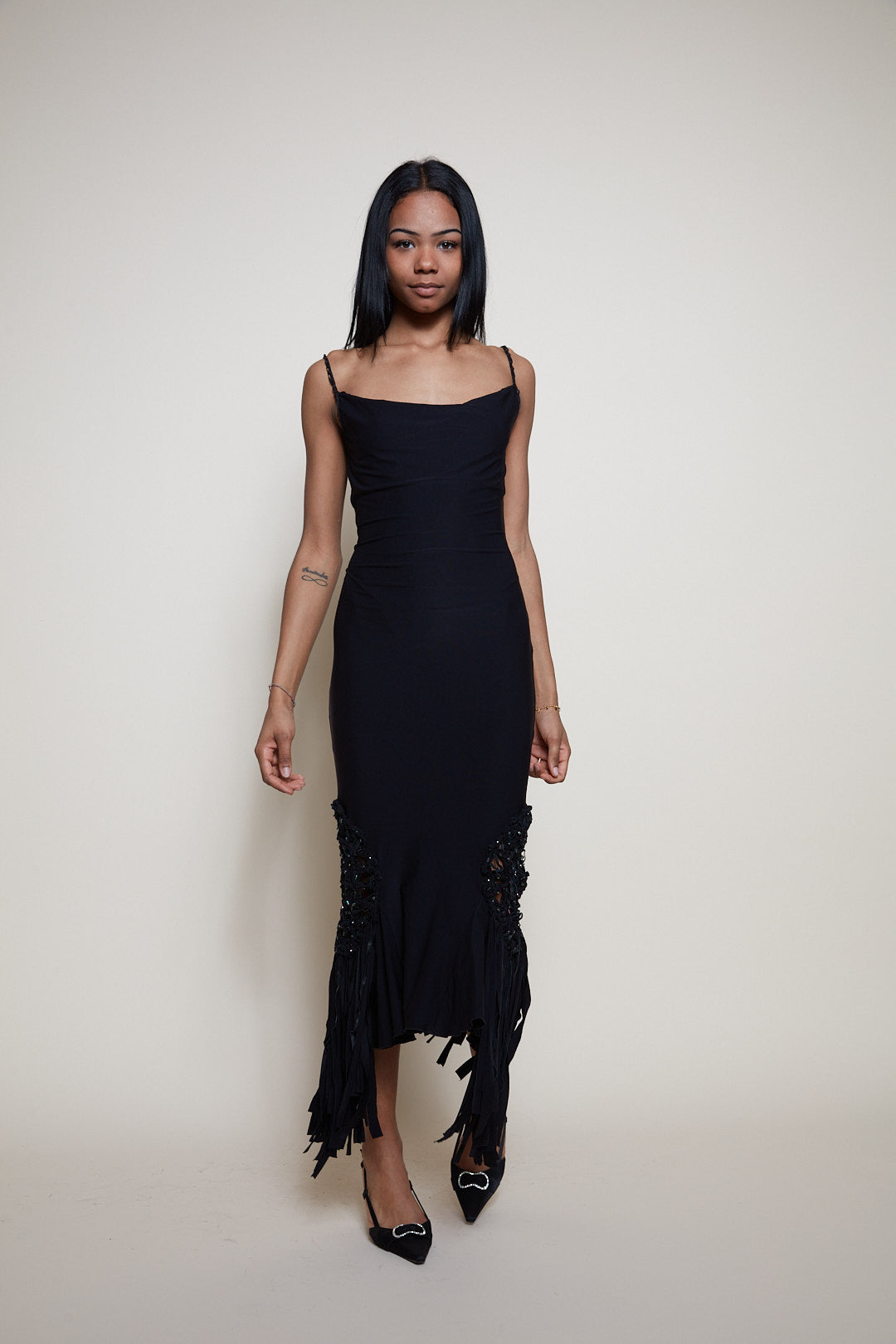 Class Cavalli black fringes dress