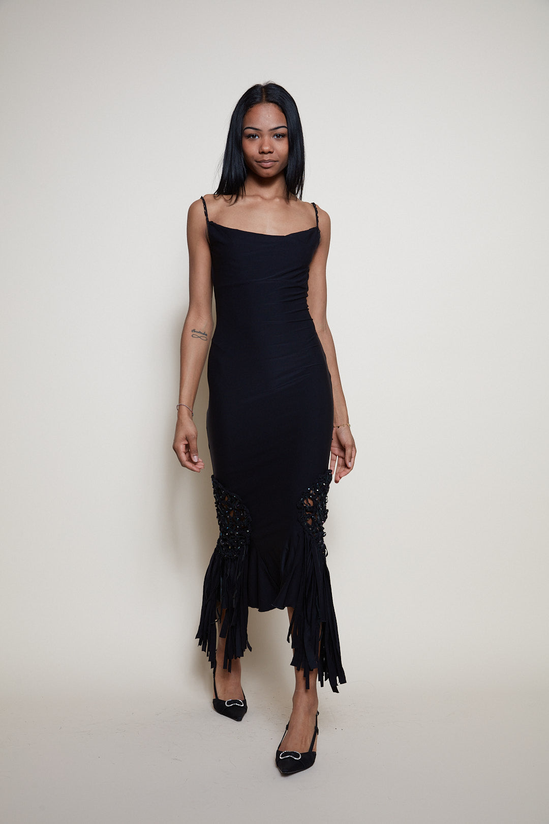 Class Cavalli black fringes dress