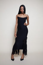 Class Cavalli black fringes dress