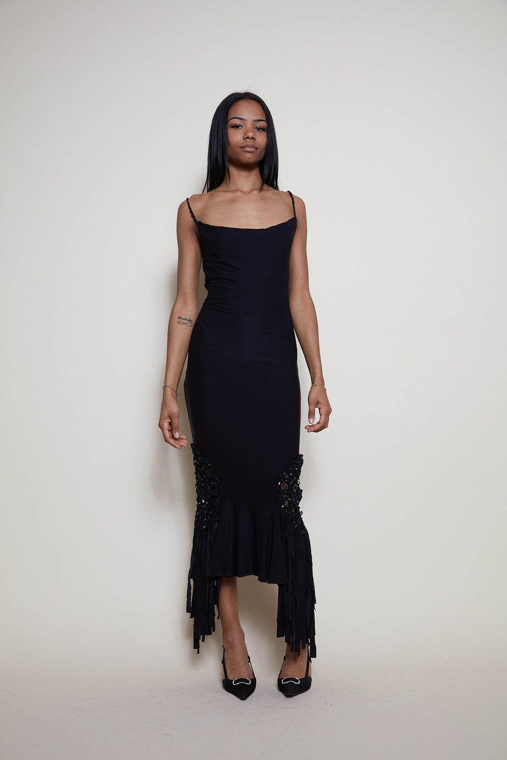 Class Cavalli black fringes dress