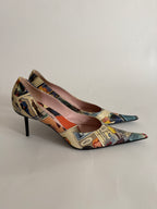 Comic leather  print high heels