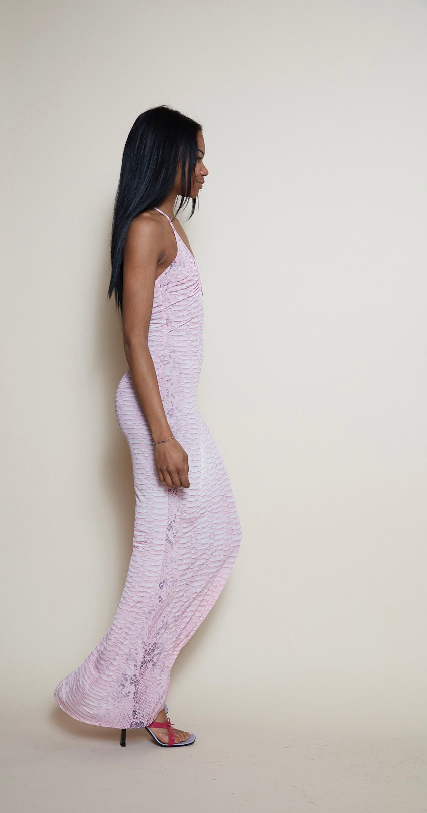 Freedom Roberto Cavalli pink python dress