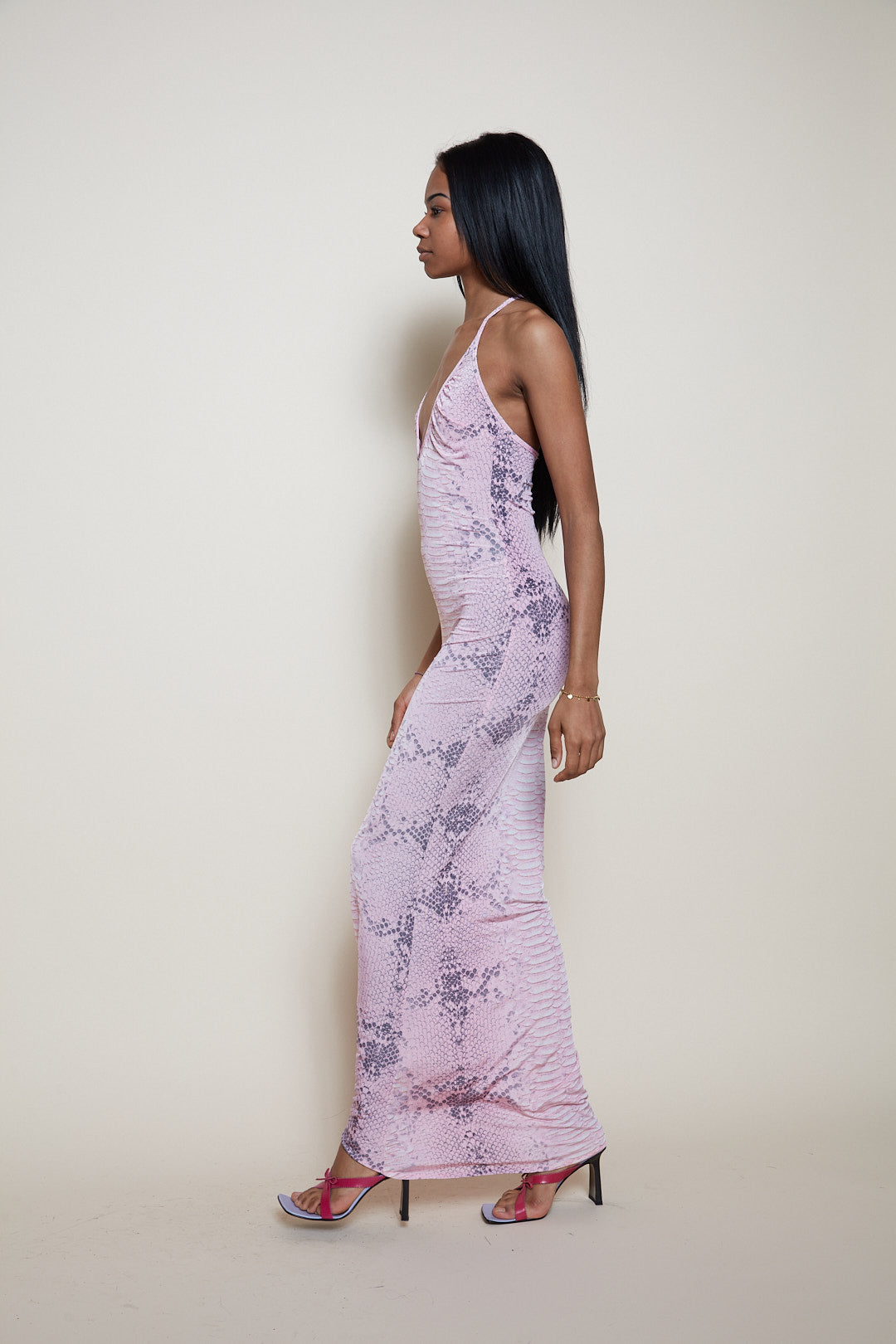 Freedom Roberto Cavalli pink python dress
