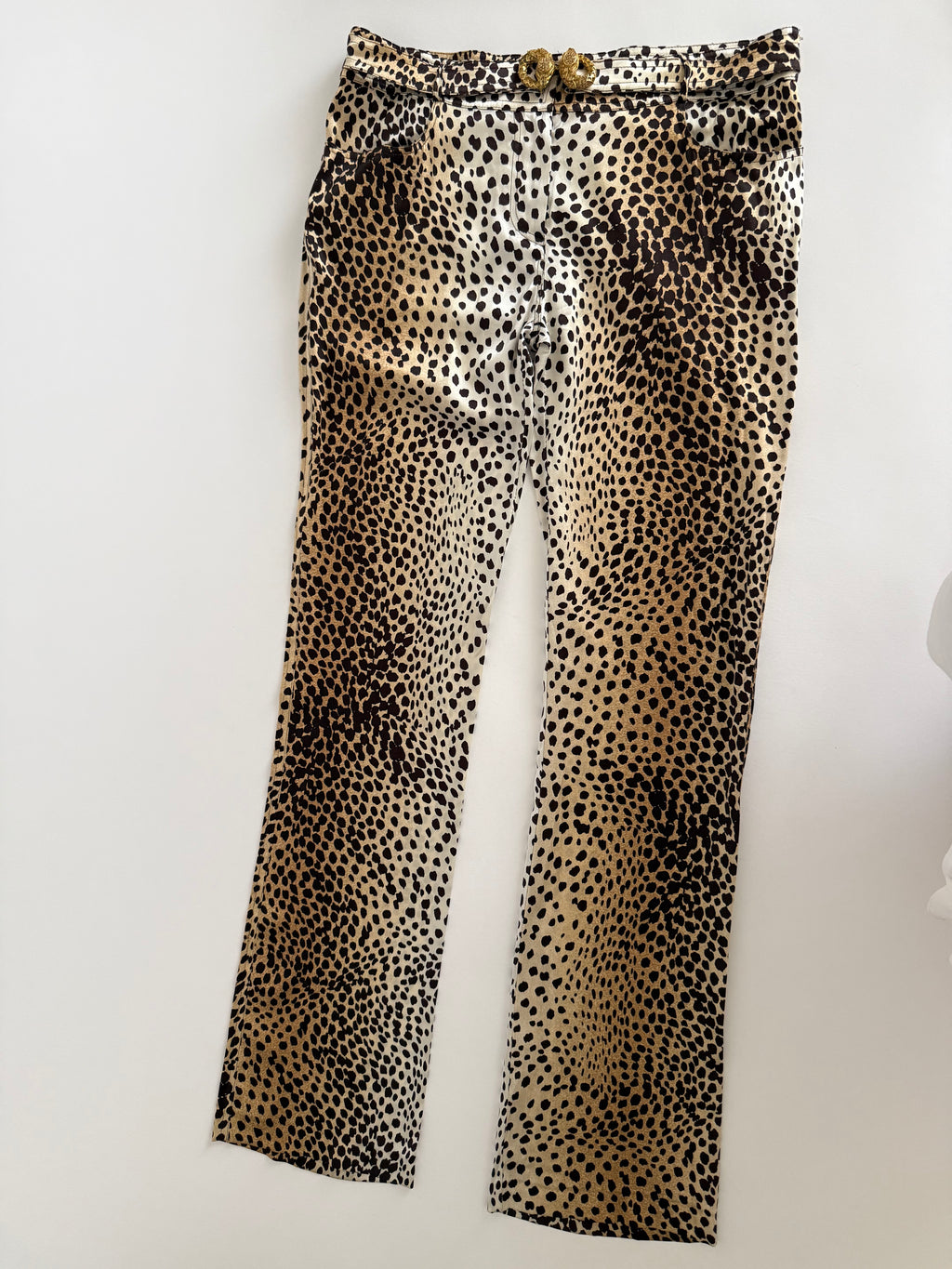 Roberto Cavalli SS 2005 silk leopard pants vintage stretchy