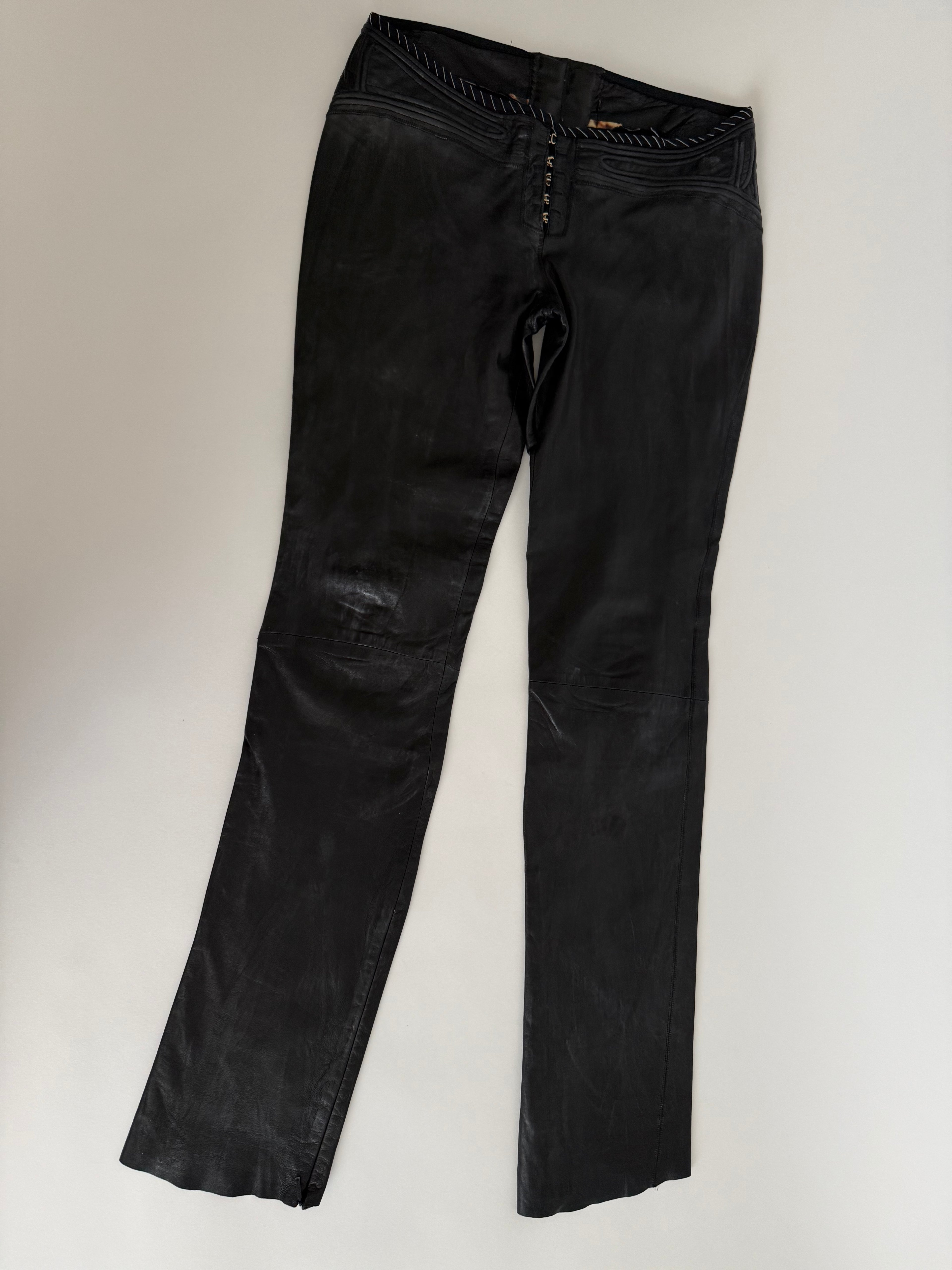 Roberto Cavalli SS 2003 black leather pants 