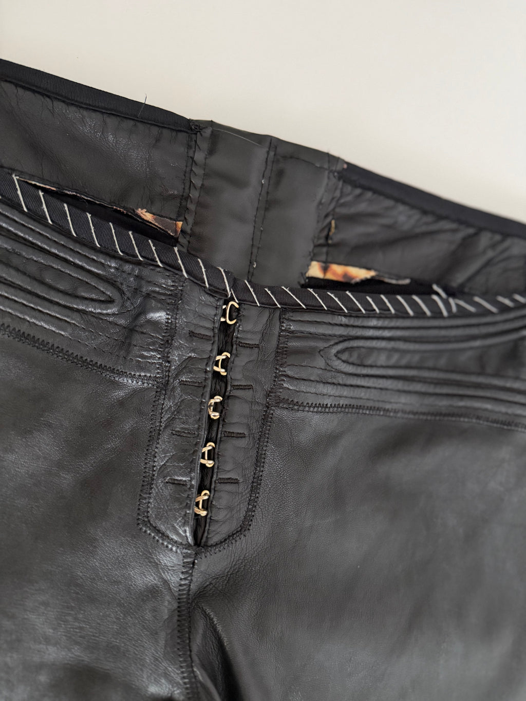 Roberto Cavalli SS 2003 black leather pants 