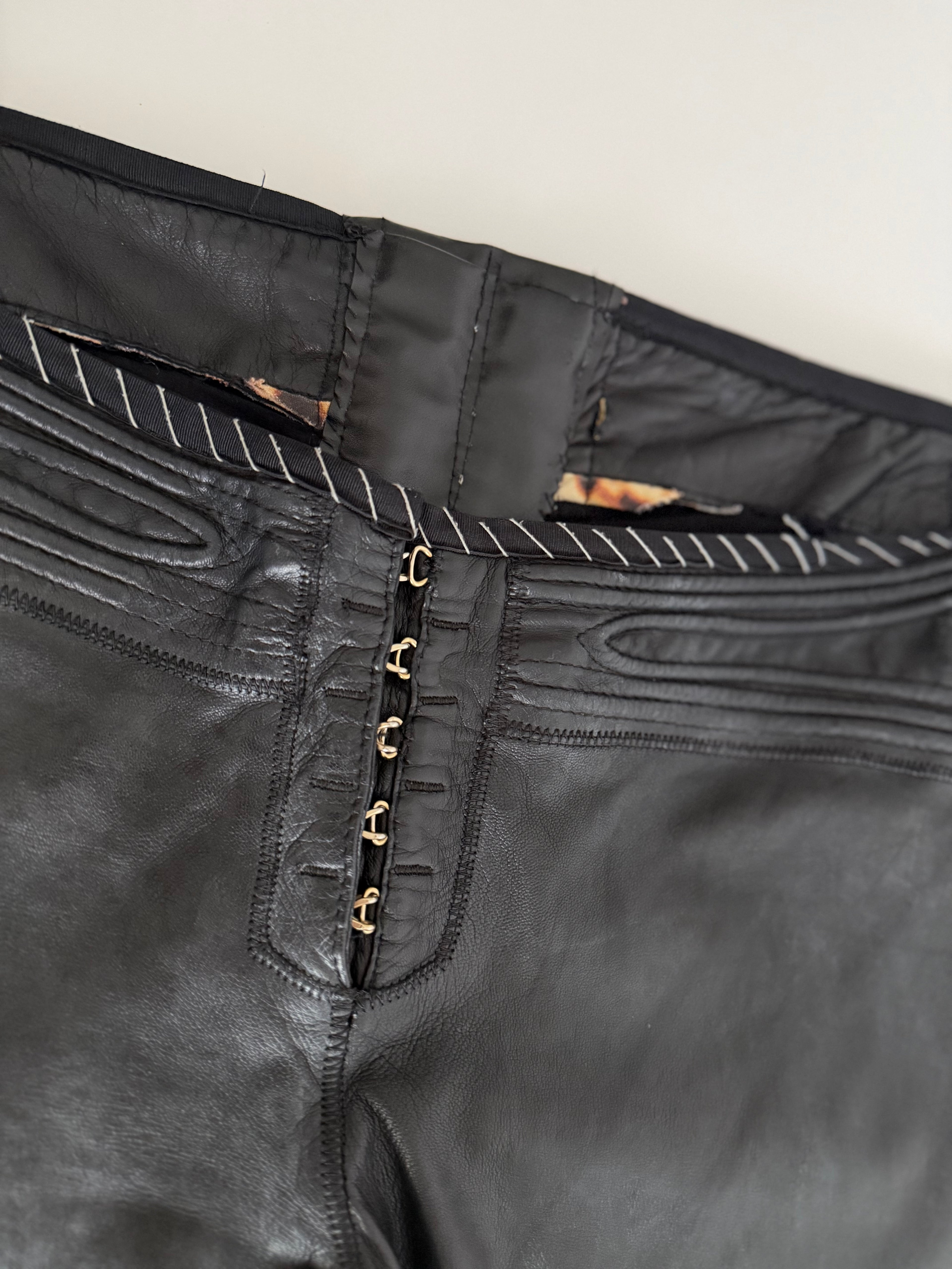 Roberto Cavalli SS 2003 black leather pants 