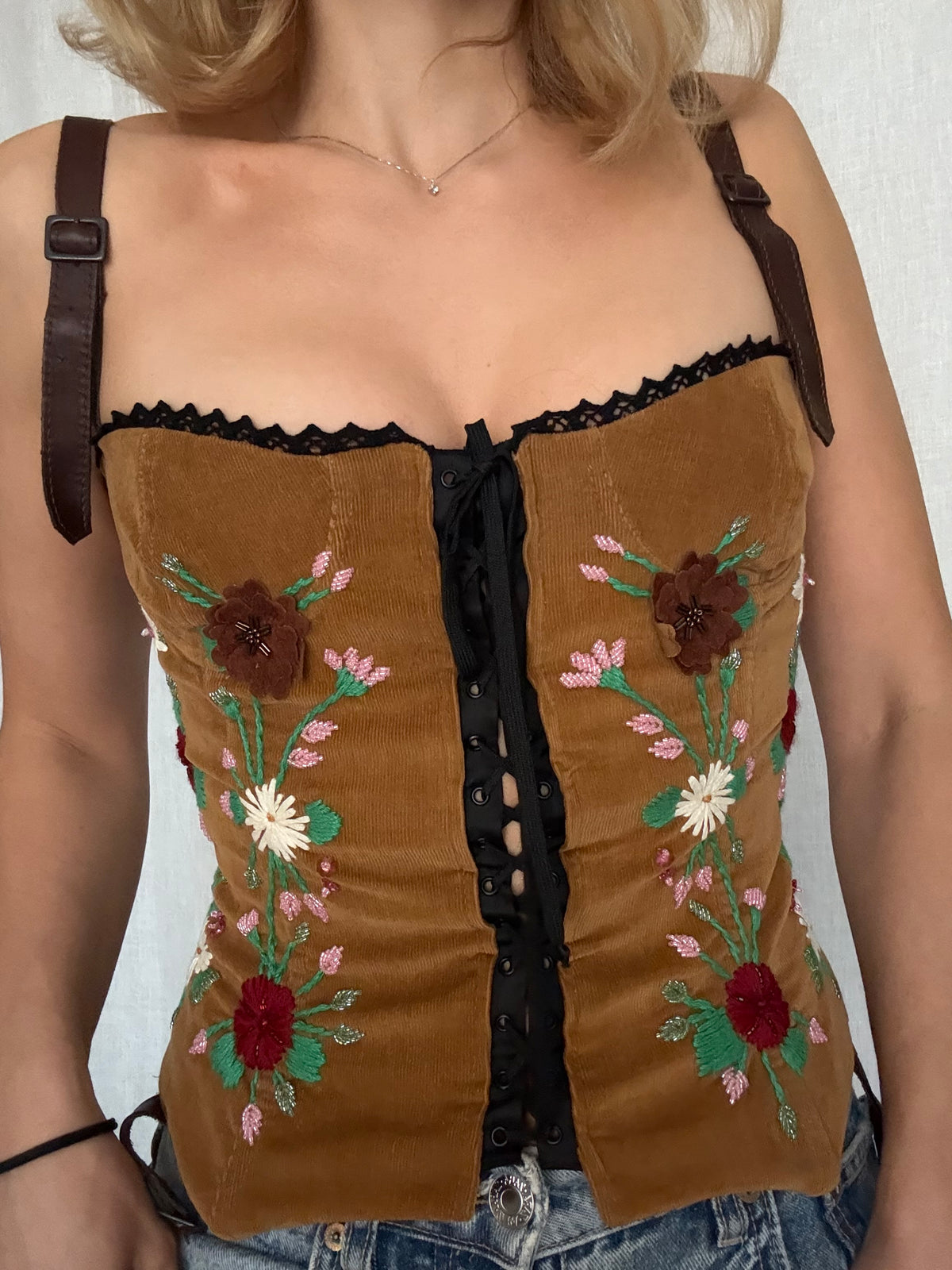 Dolce & Gabbana FW 2002 embroidered top bustier