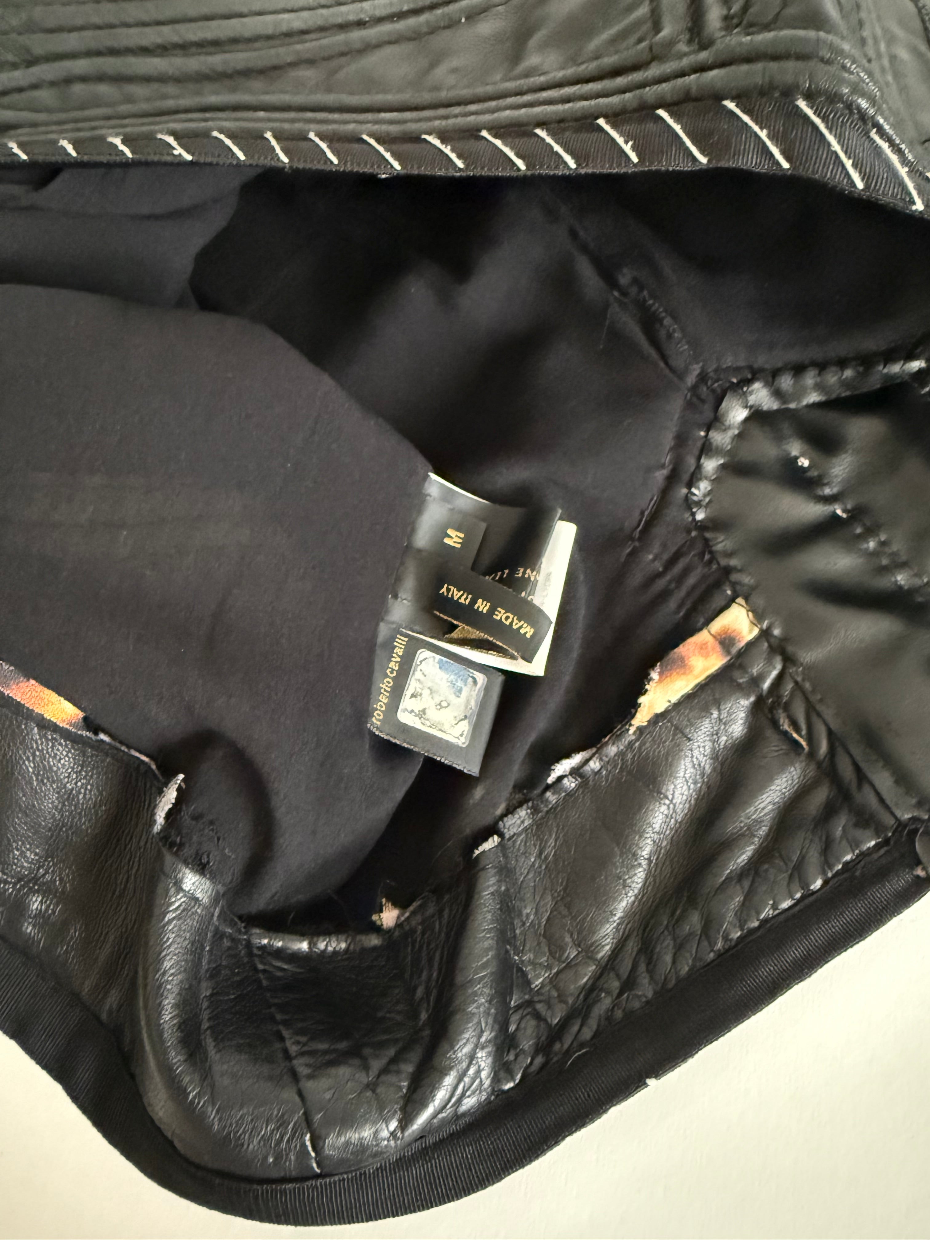 Roberto Cavalli SS 2003 black leather pants 