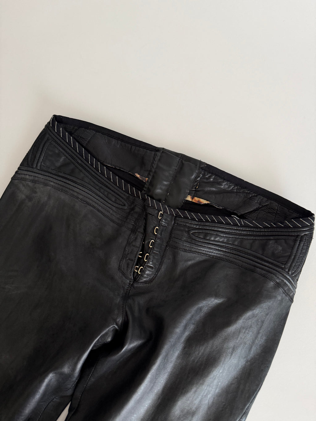 Roberto Cavalli SS 2003 black leather pants 