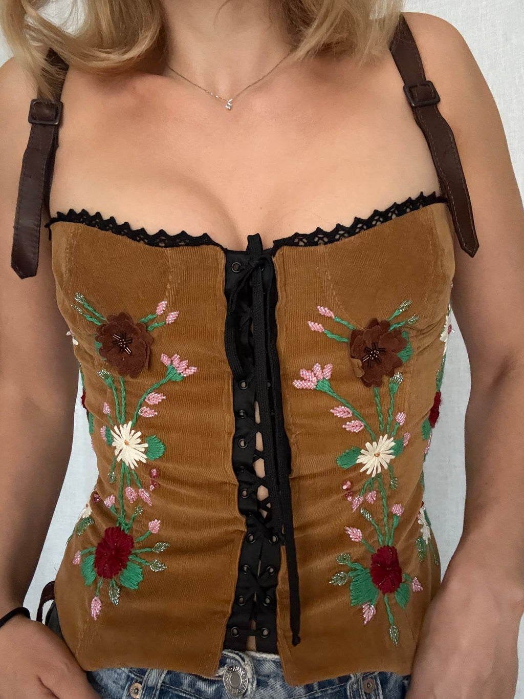 Dolce & Gabbana FW 2002 embroidered top bustier