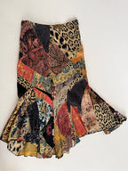 Roberto Cavalli Fw 2002 Runway patchwork pattern silk skirt