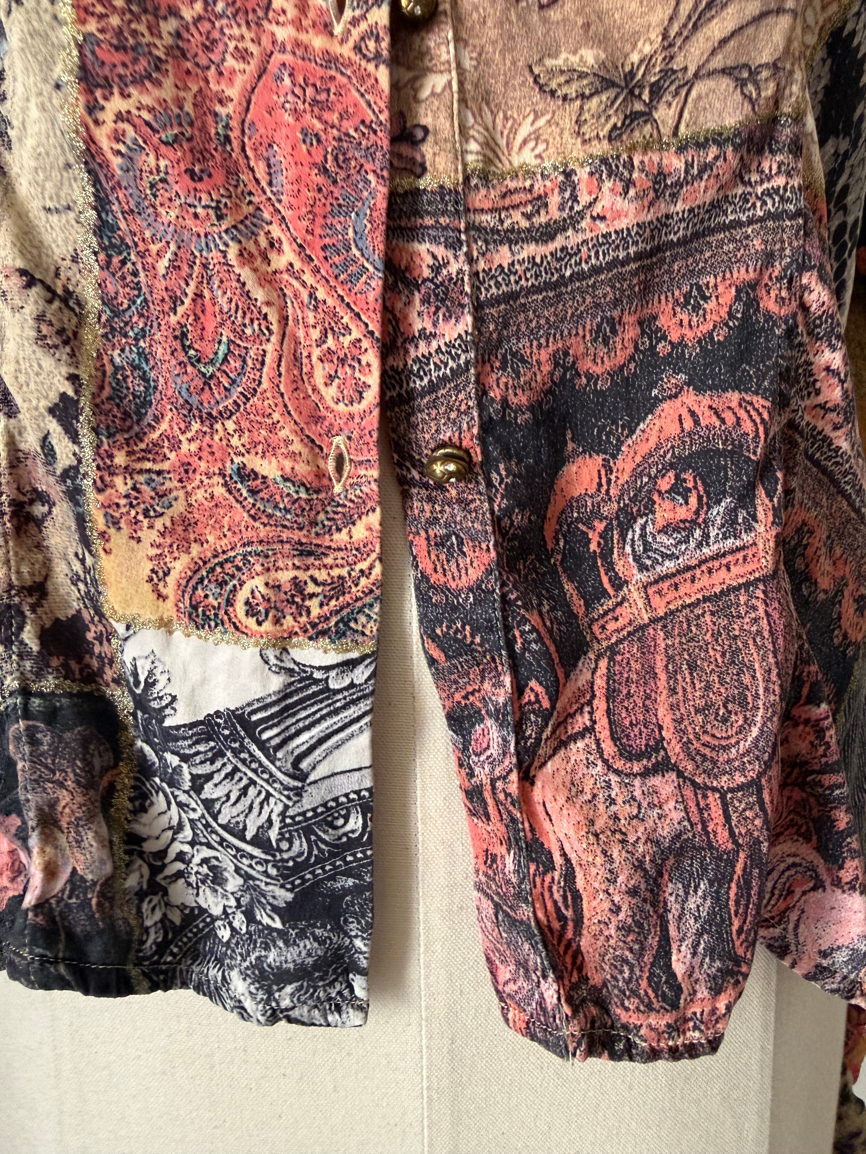 Roberto Cavalli FW 2002 patchwork silk shirt baroque vintage
