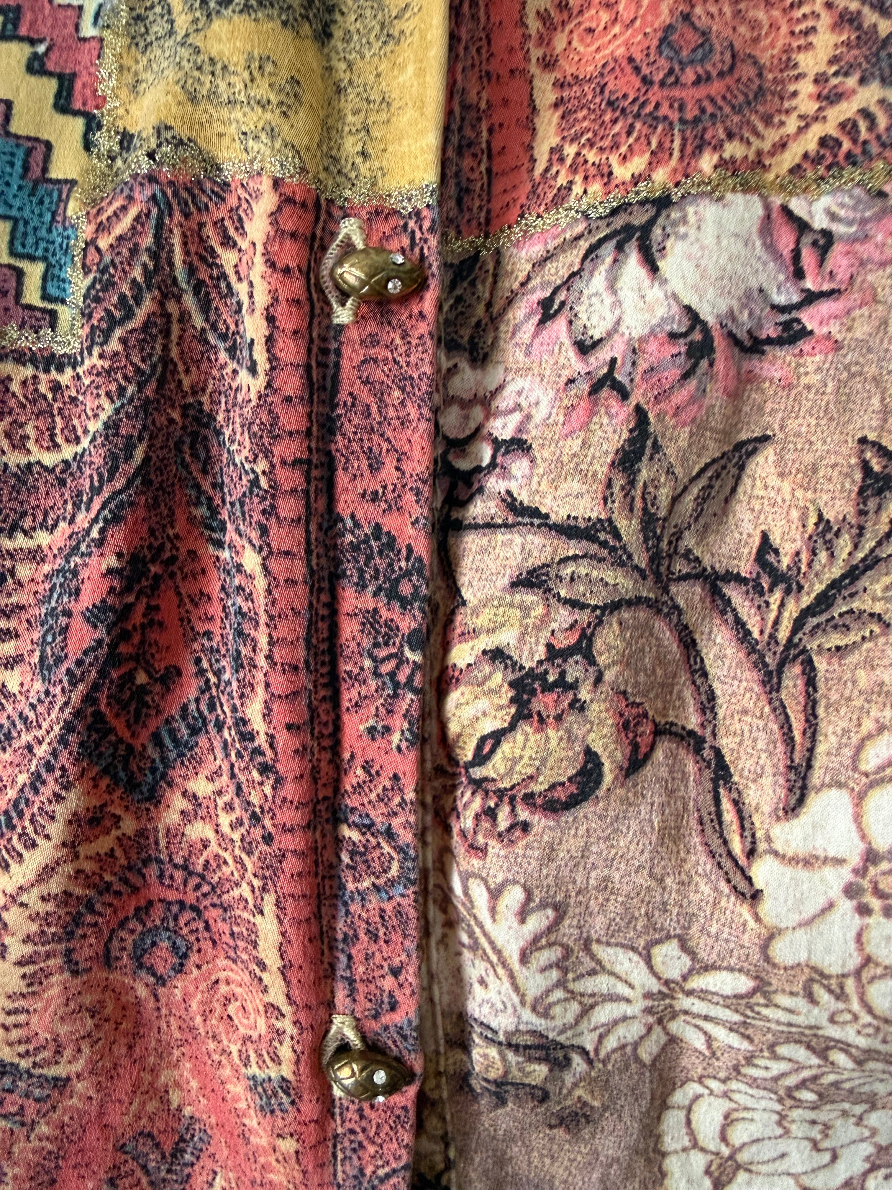 Roberto Cavalli FW 2002 patchwork silk shirt baroque vintage