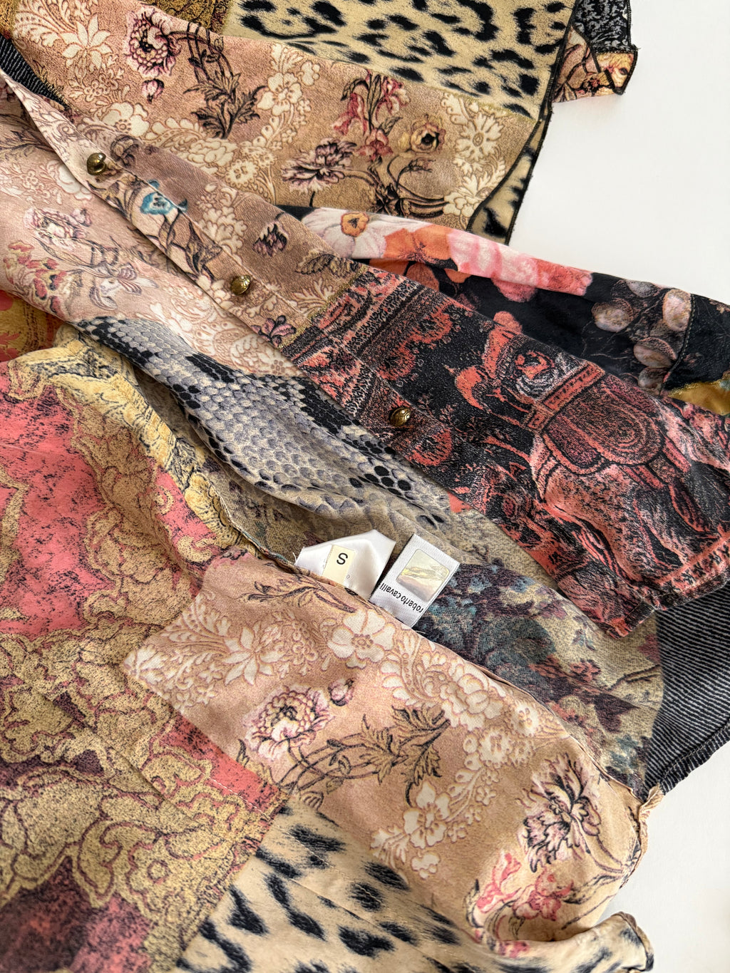 Roberto Cavalli FW 2002 patchwork silk shirt baroque vintage