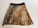 Roberto Cavalli FW2001 leopard silk skirt leather brown belt