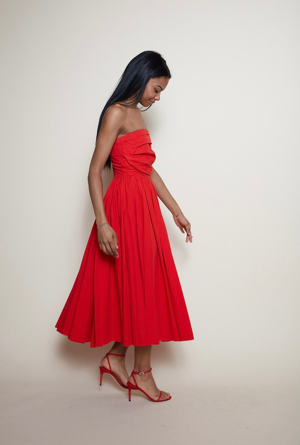 80s red cotton dress