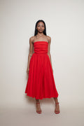 80s red cotton dress
