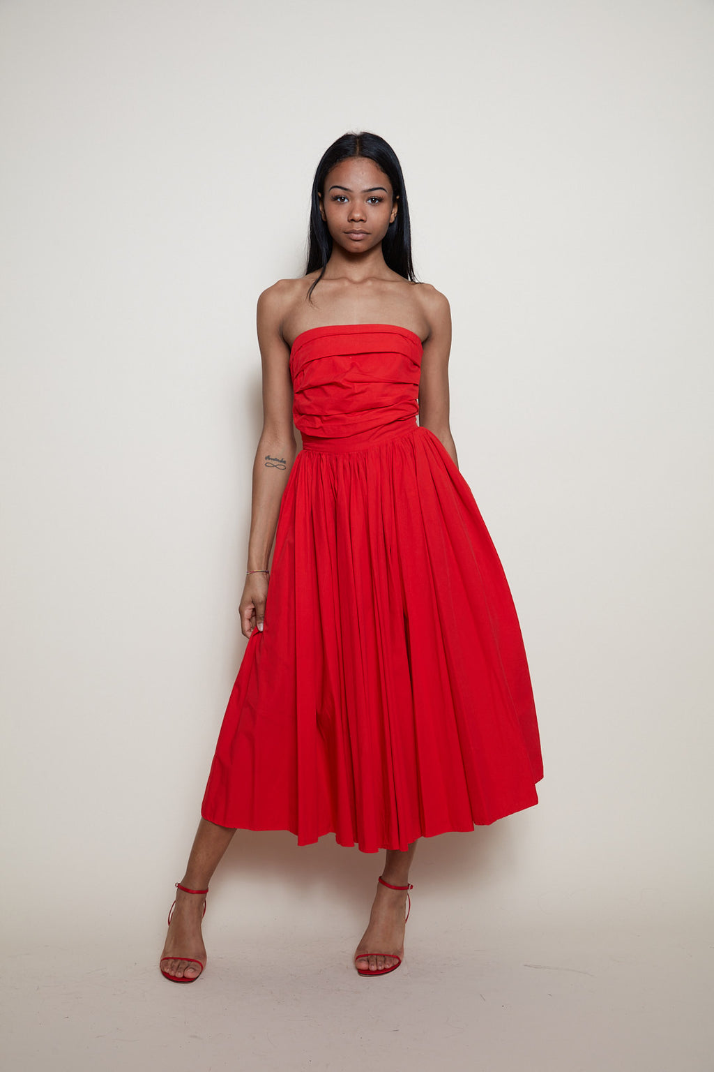 80s red cotton dress