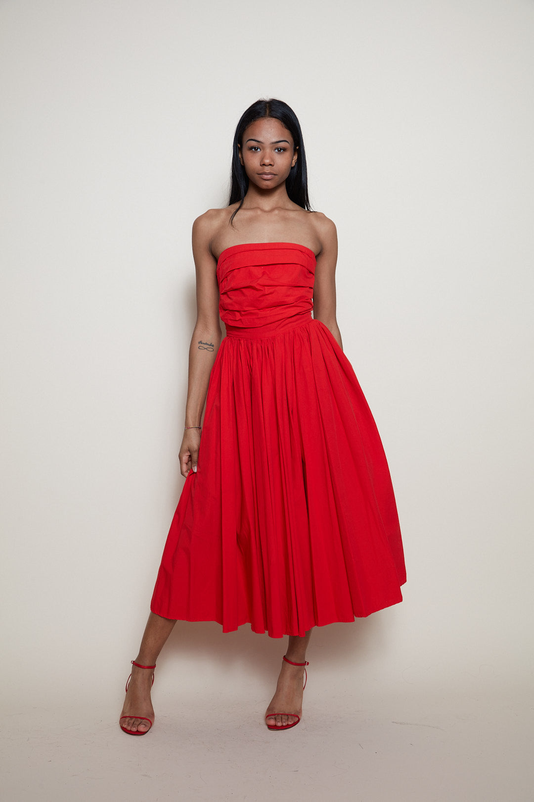 80s red cotton dress