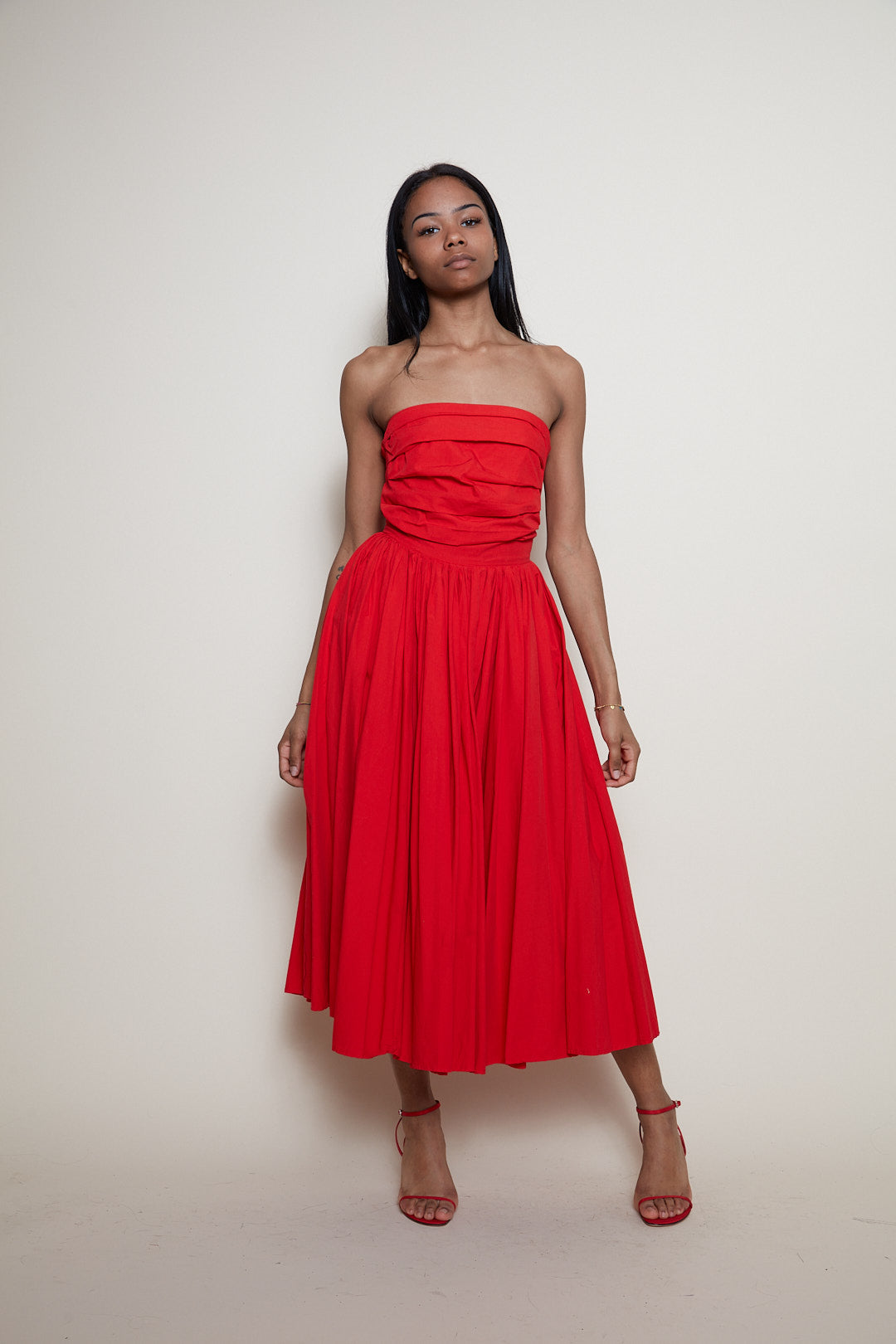 80s red cotton dress