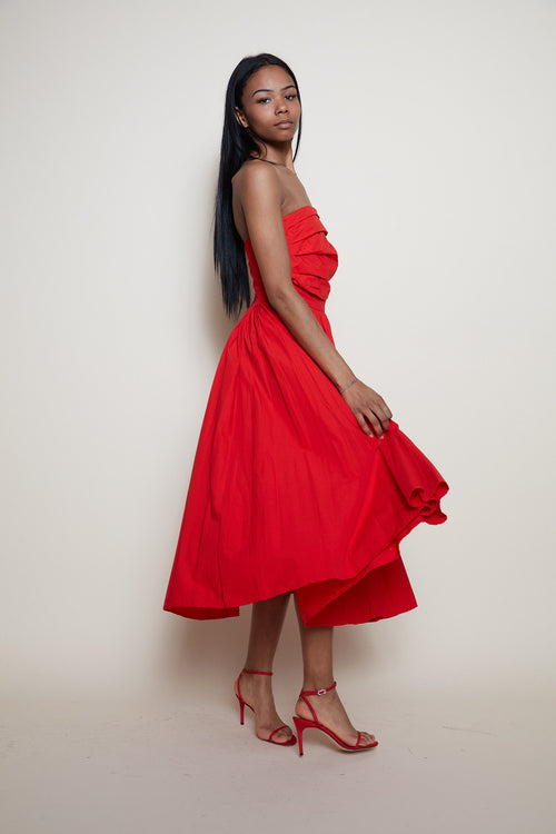 80s red cotton dress