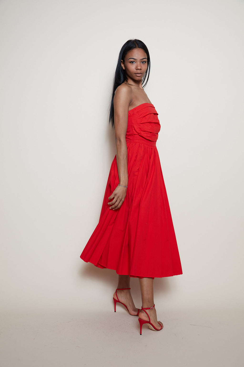 80s red cotton dress