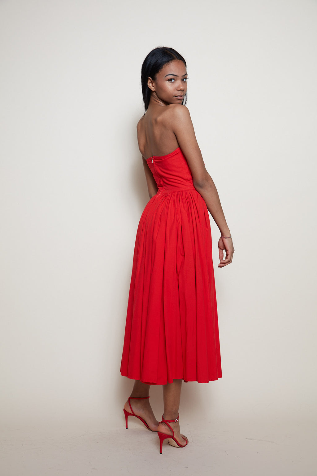80s red cotton dress