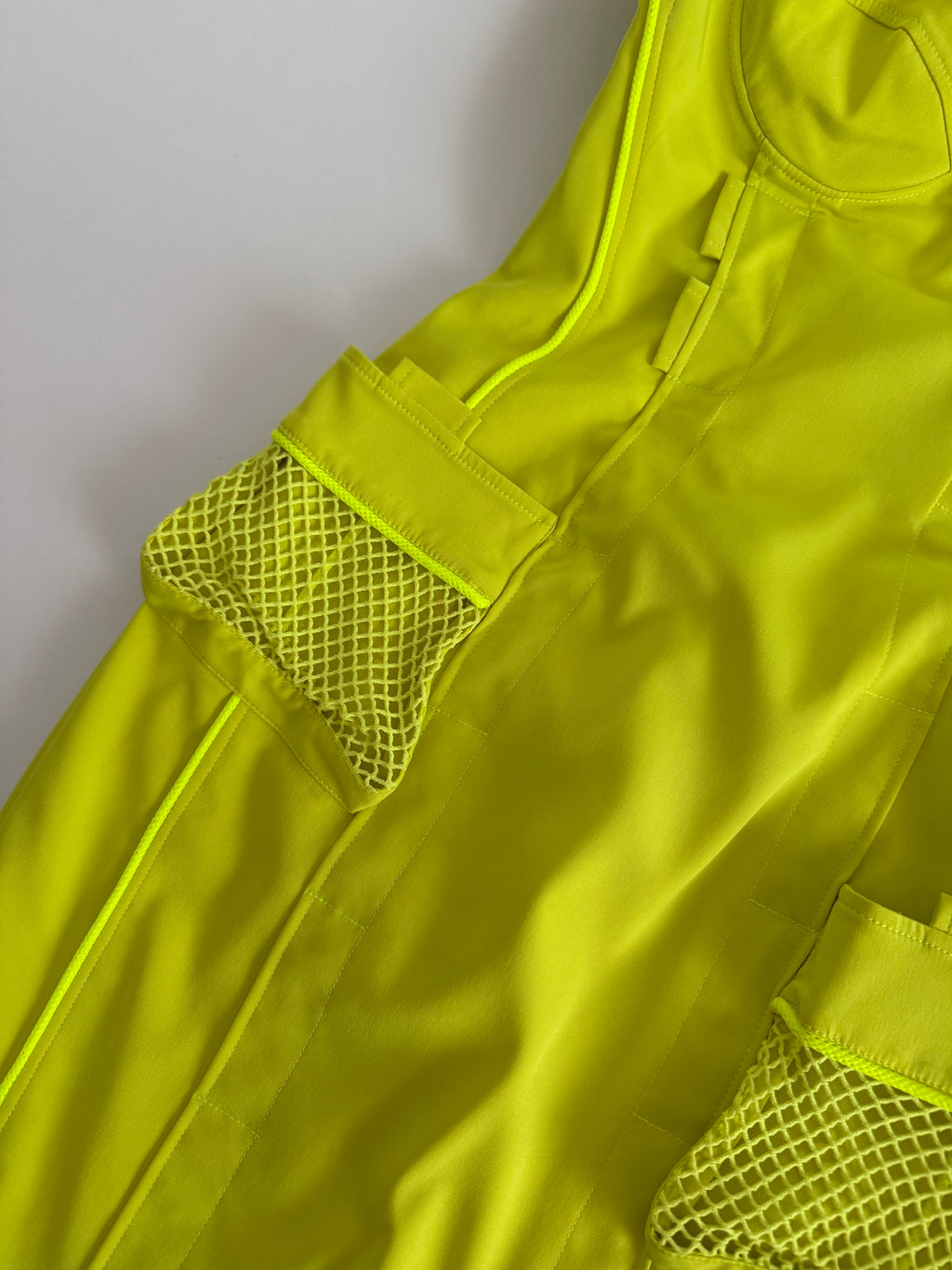 Versace SS 2004 neon mini dress bustier yellow Runway