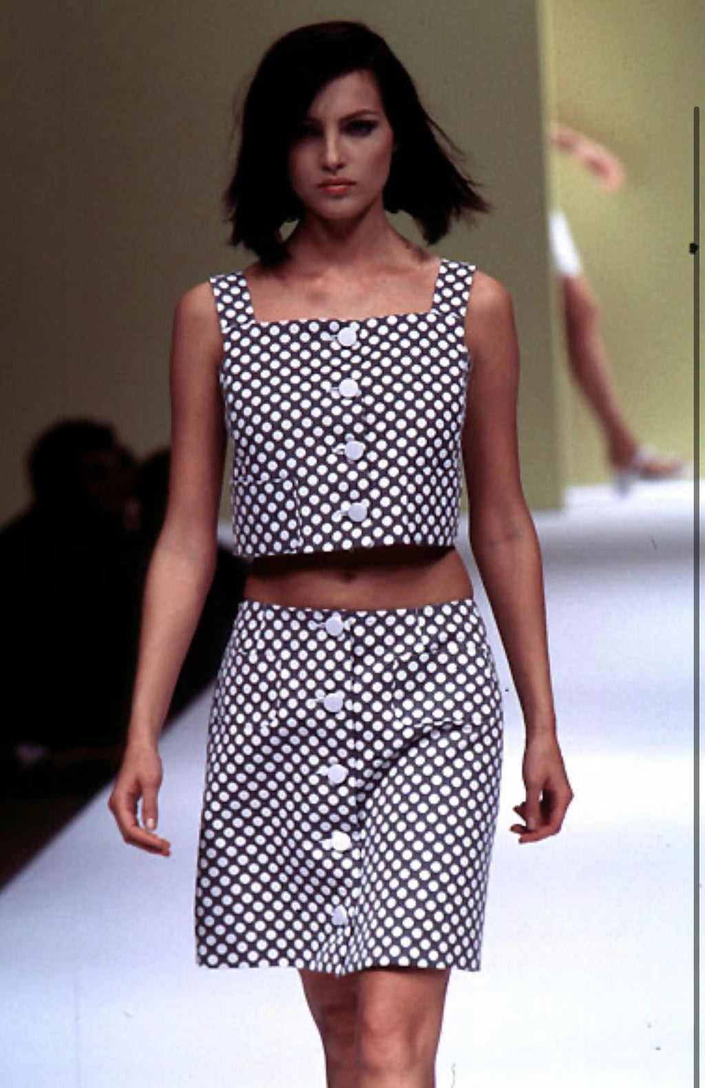 Iceberg SS 1996 Runway yellow set top and skirt