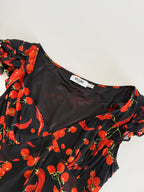 Moschino black silk dress cherry tomatoes & chili peppers