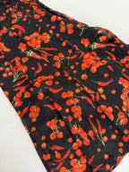 Moschino black silk dress cherry tomatoes & chili peppers