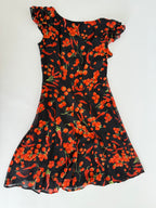 Moschino black silk dress cherry tomatoes & chili peppers
