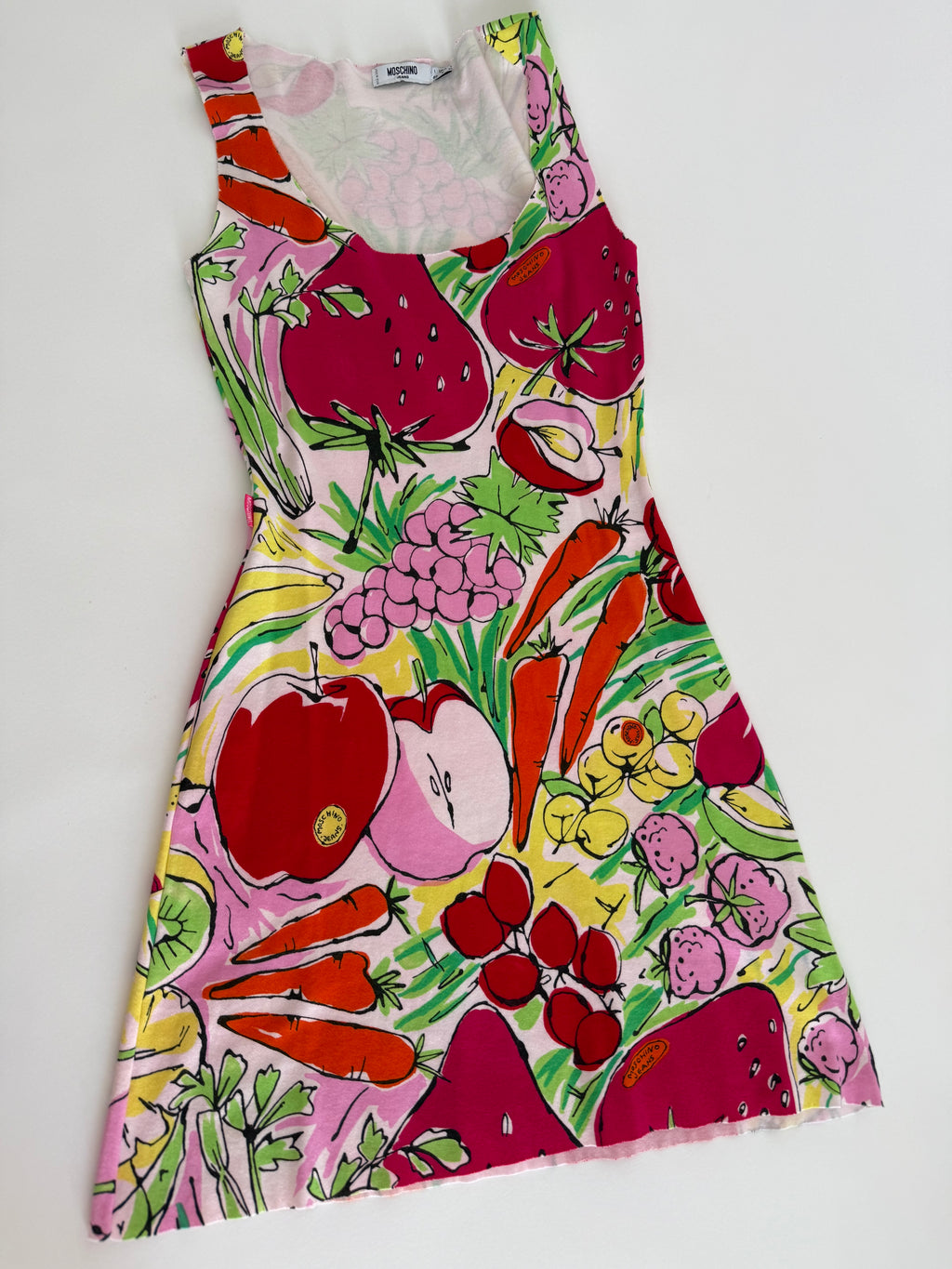 Moschino vintage summer cotton dress print fruits vegetables