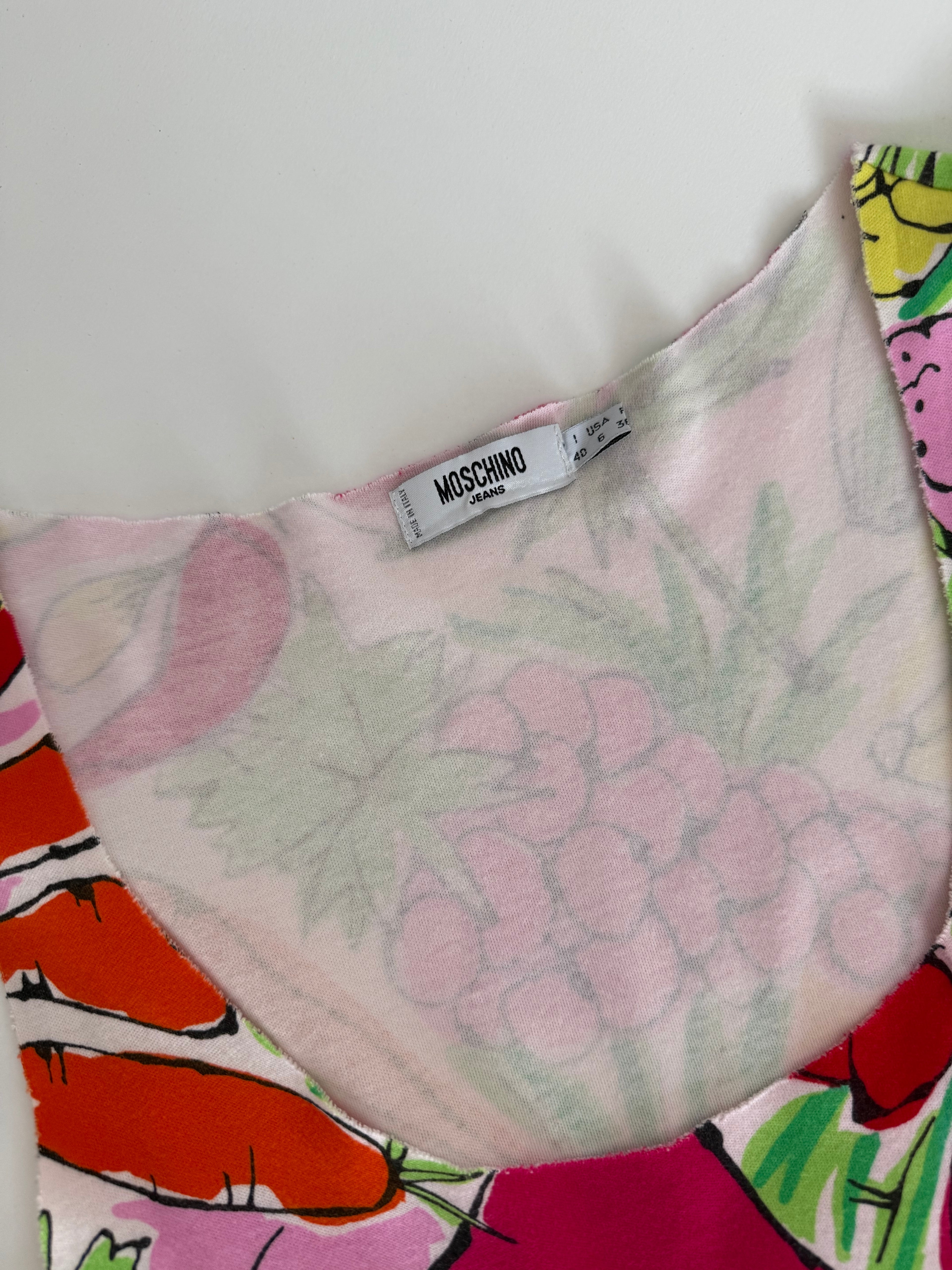 Moschino vintage summer cotton dress print fruits vegetables