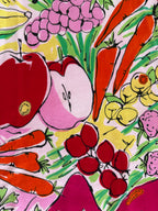 Moschino vintage summer cotton dress print fruits vegetables