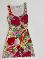 Moschino vintage summer cotton dress print fruits vegetables