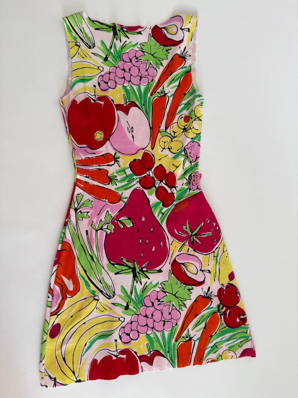 Moschino vintage summer cotton dress print fruits vegetables