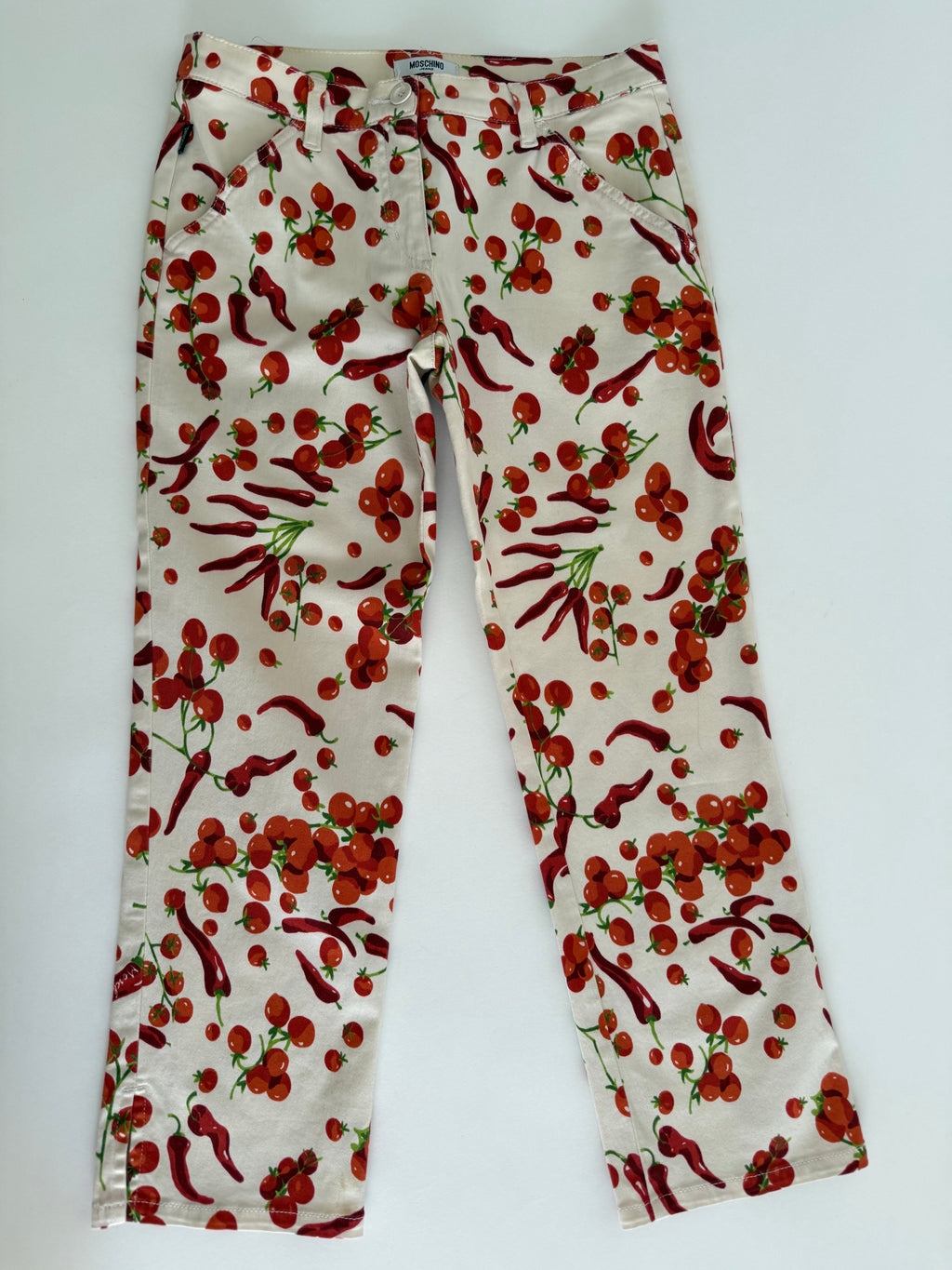 Moschino cherry tomatoes chili print white Pants