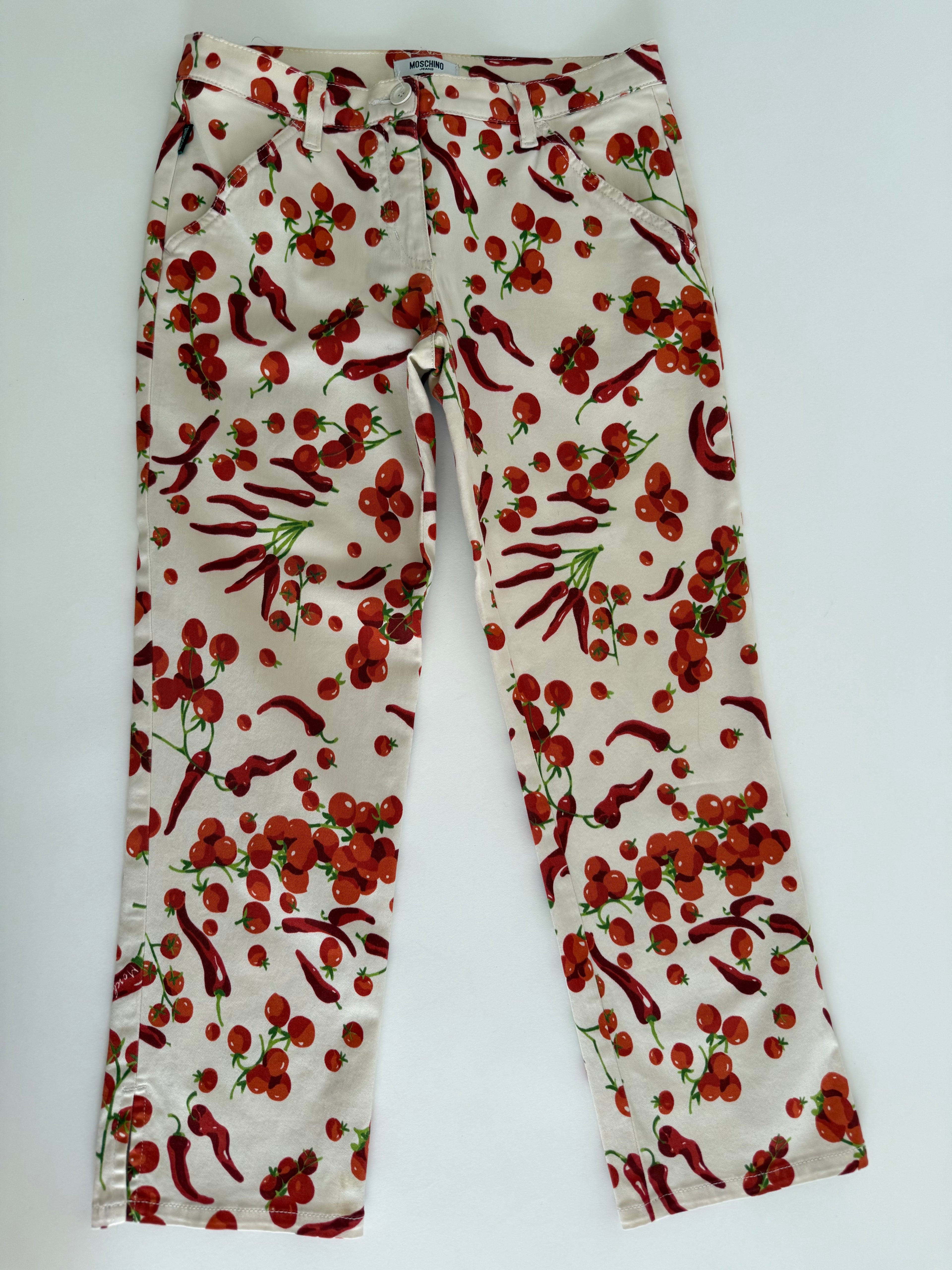 Moschino cherry tomatoes chili print white Pants