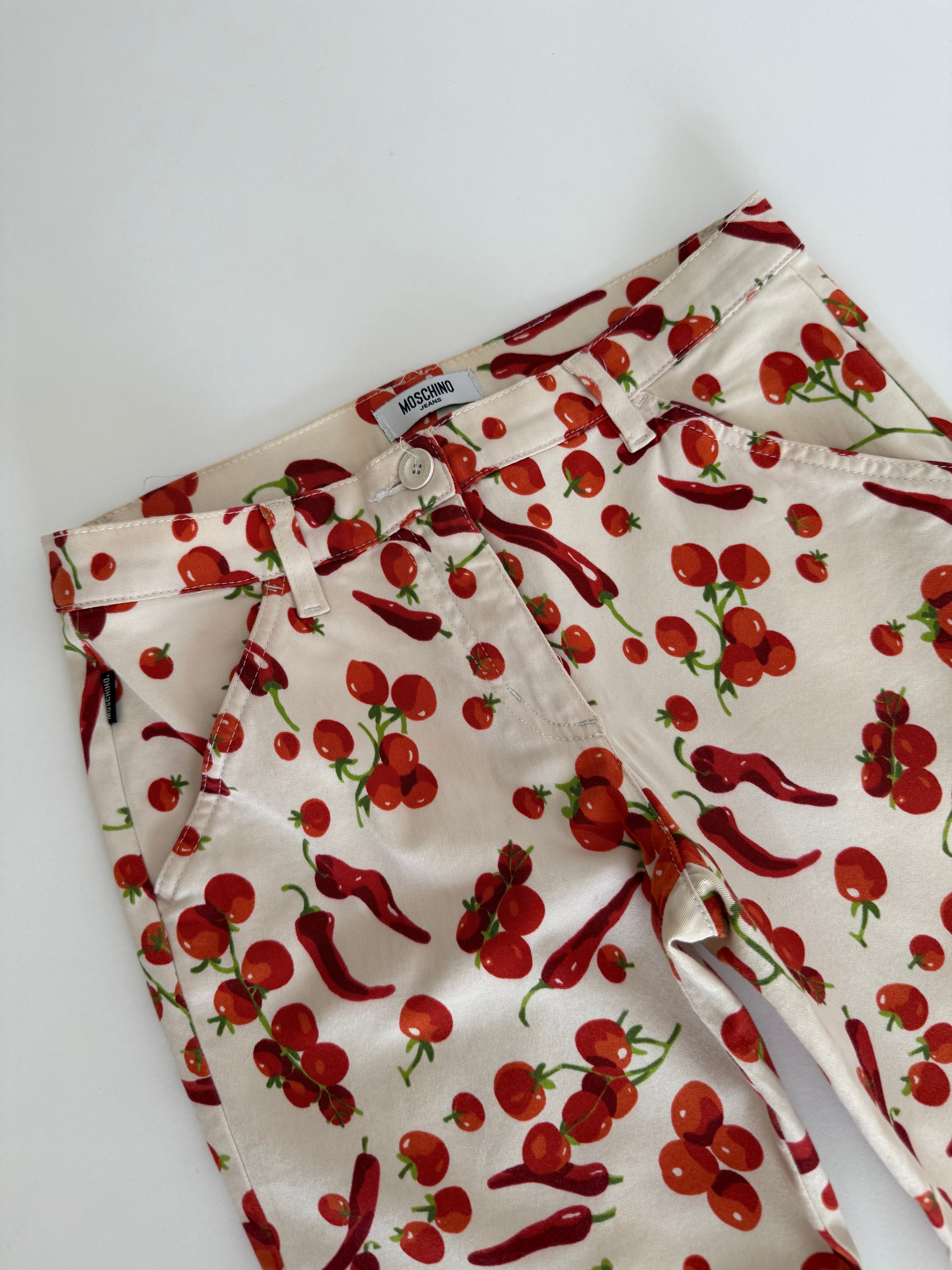 Moschino cherry tomatoes chili print white Pants