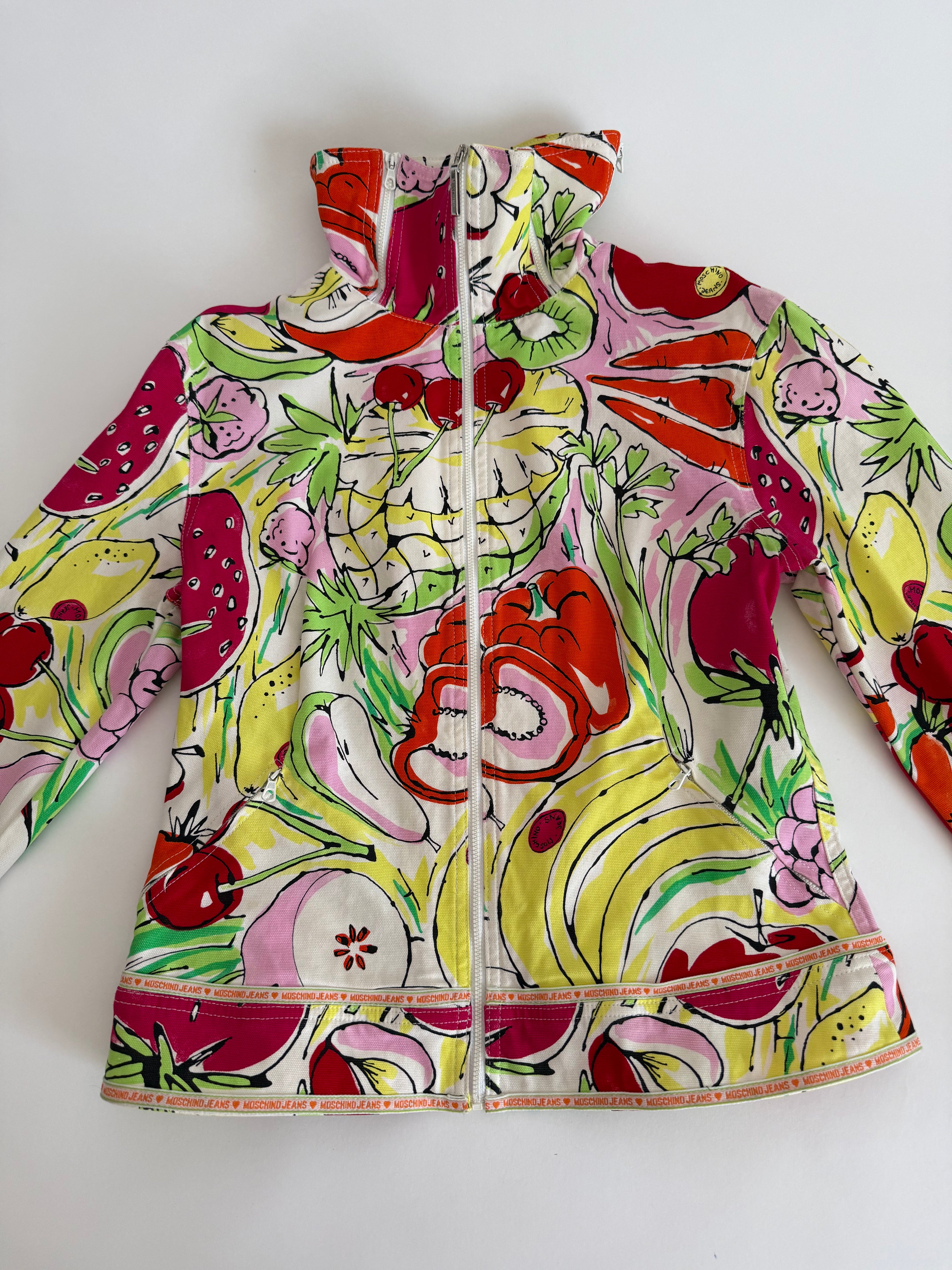 Moschino zipper jacket with fruits veggie print vintage