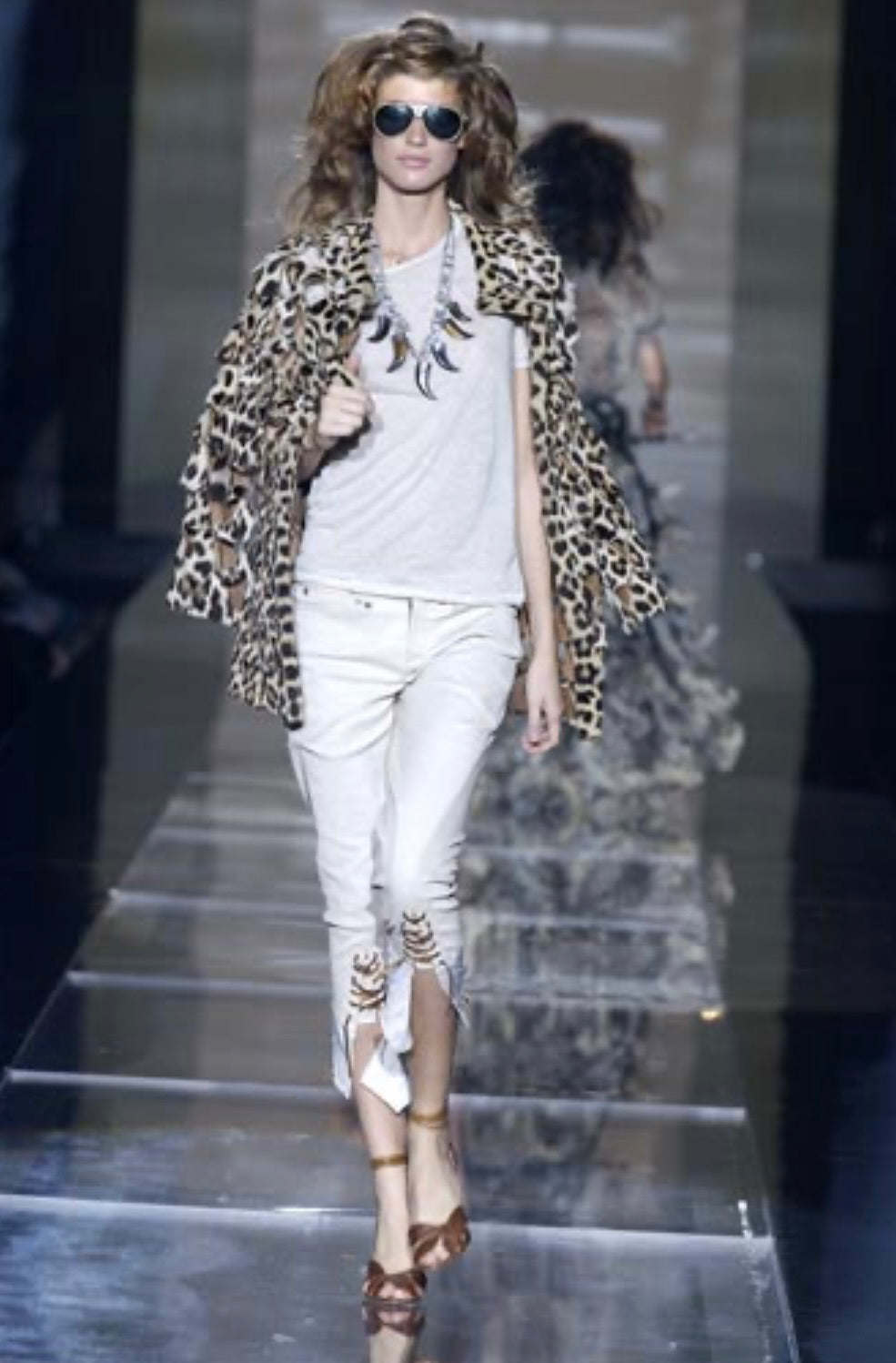 Roberto Cavalli SS 2004 Runway capri beige pants
