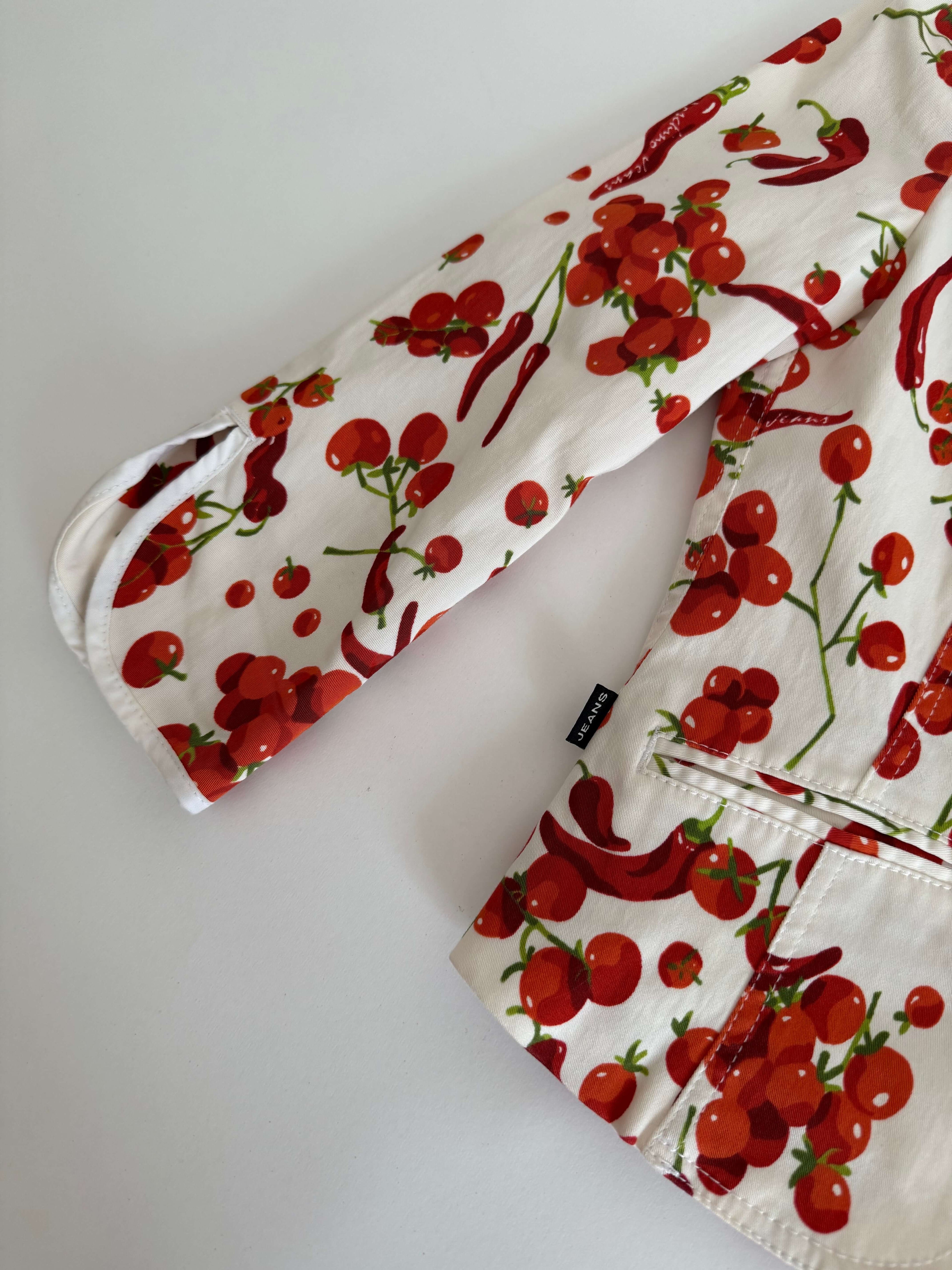 Moschino white cherry tomatoes chillies jacket