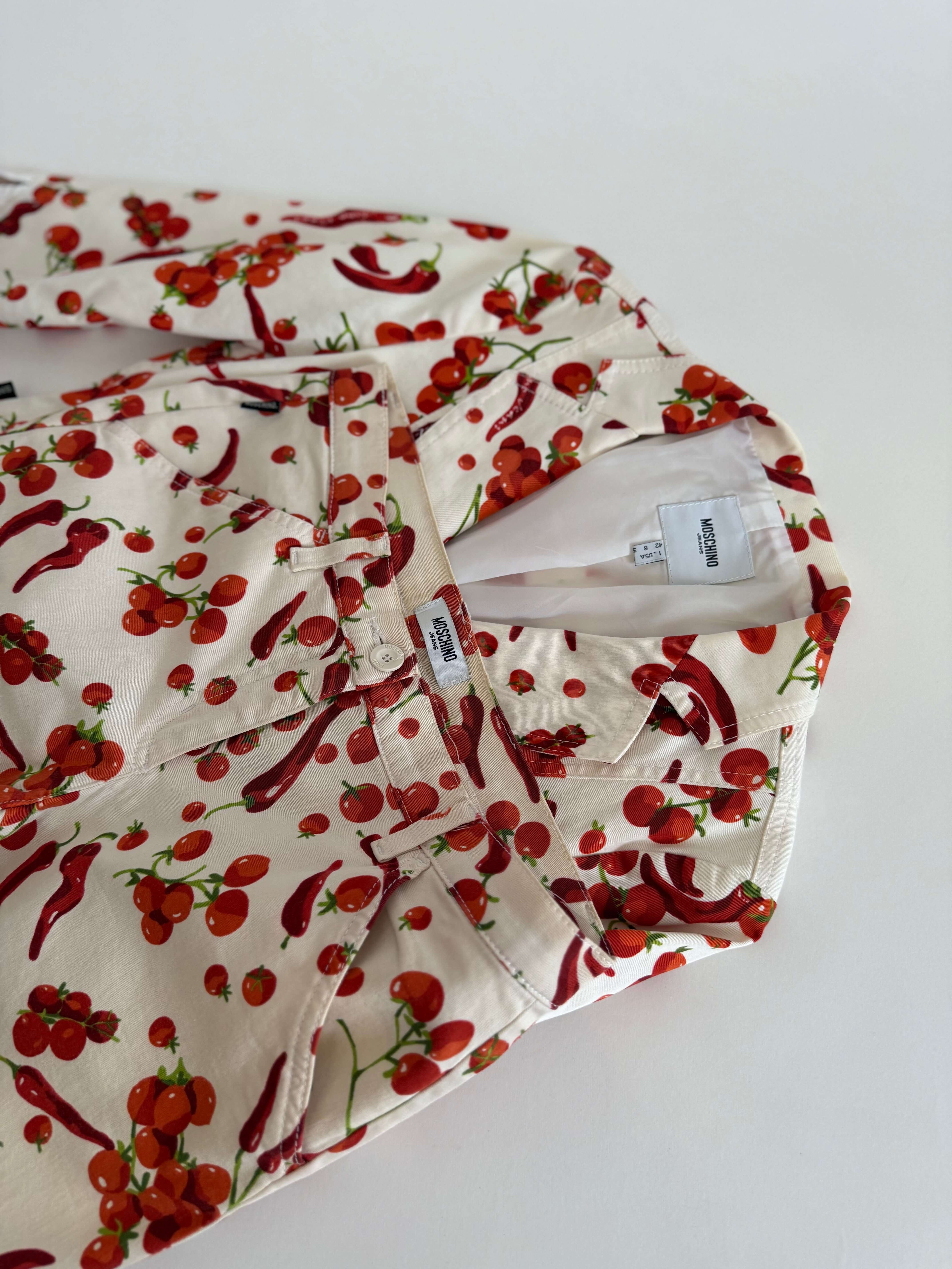 Moschino white cherry tomatoes chillies jacket