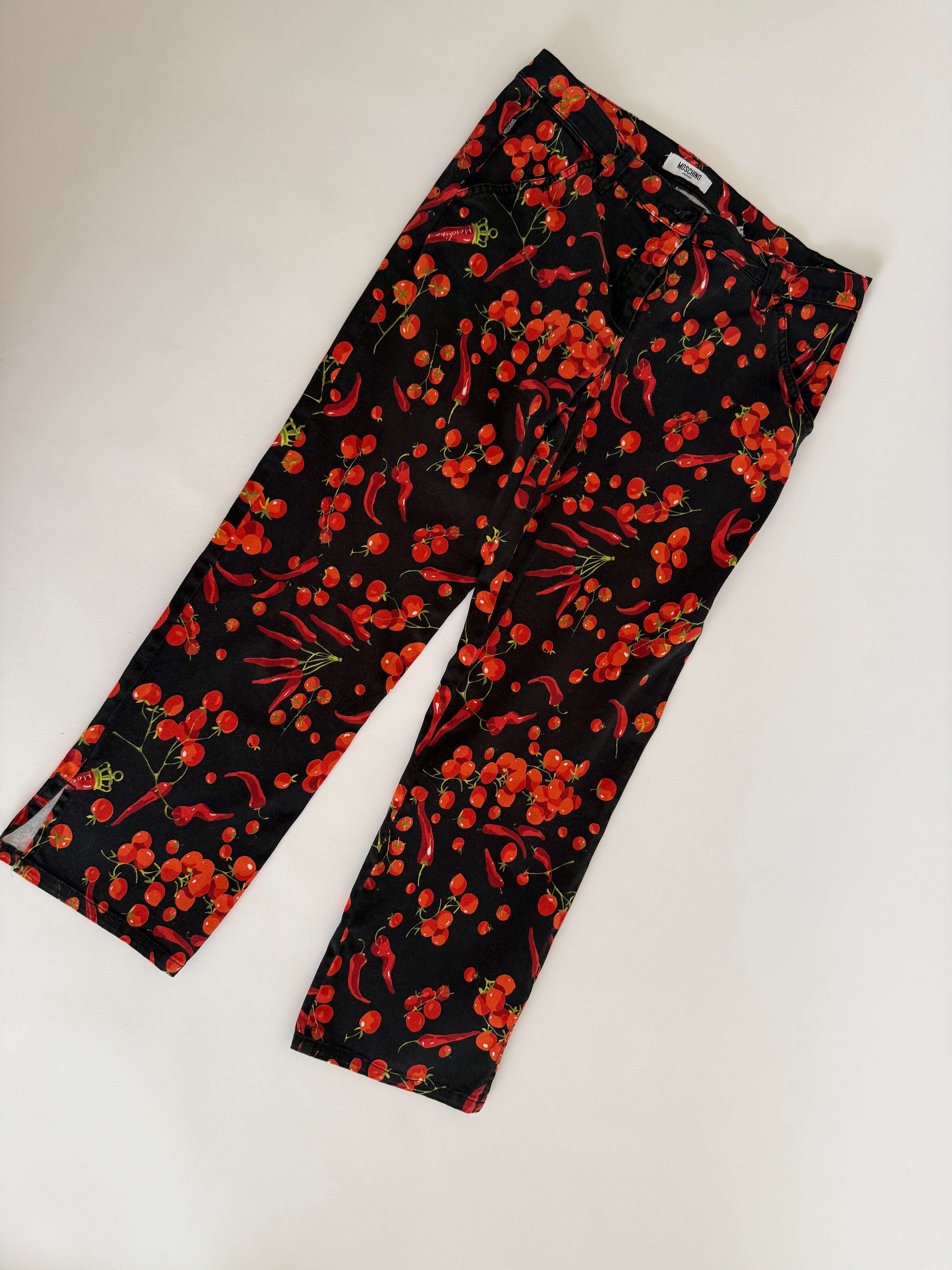Moschino cherry tomatoes chili print black Pants