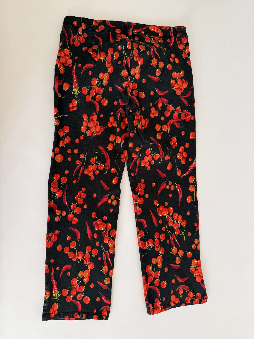Moschino cherry tomatoes chili print black Pants